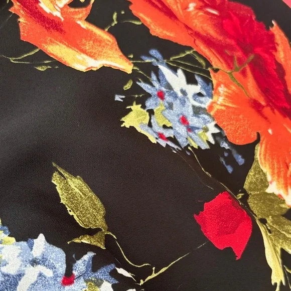 Tribal Vibrant Floral Maxi Dress - Black with Red and Orange - Picture 15 of 15